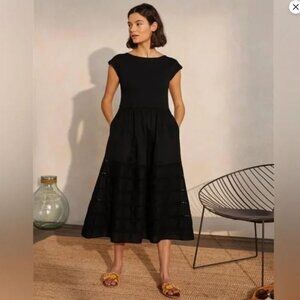 Boden Black Woven Mix Trim Detail Dress - NWT Size 6